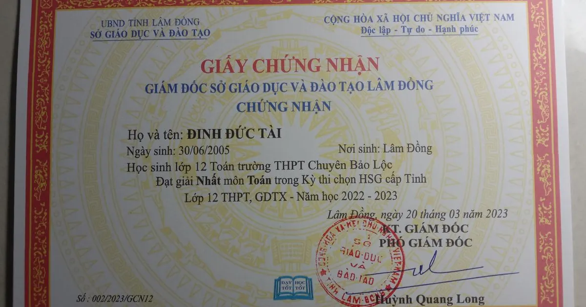 First Prize in Mathematics