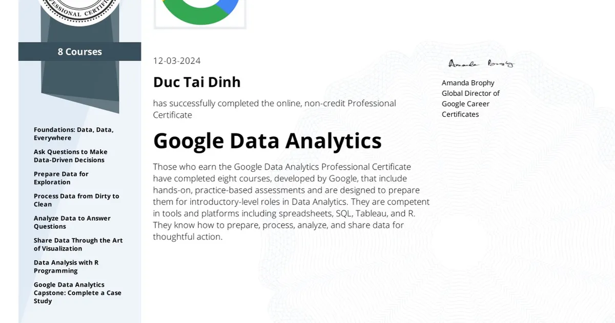 Google Data Analytics Professional Certificate