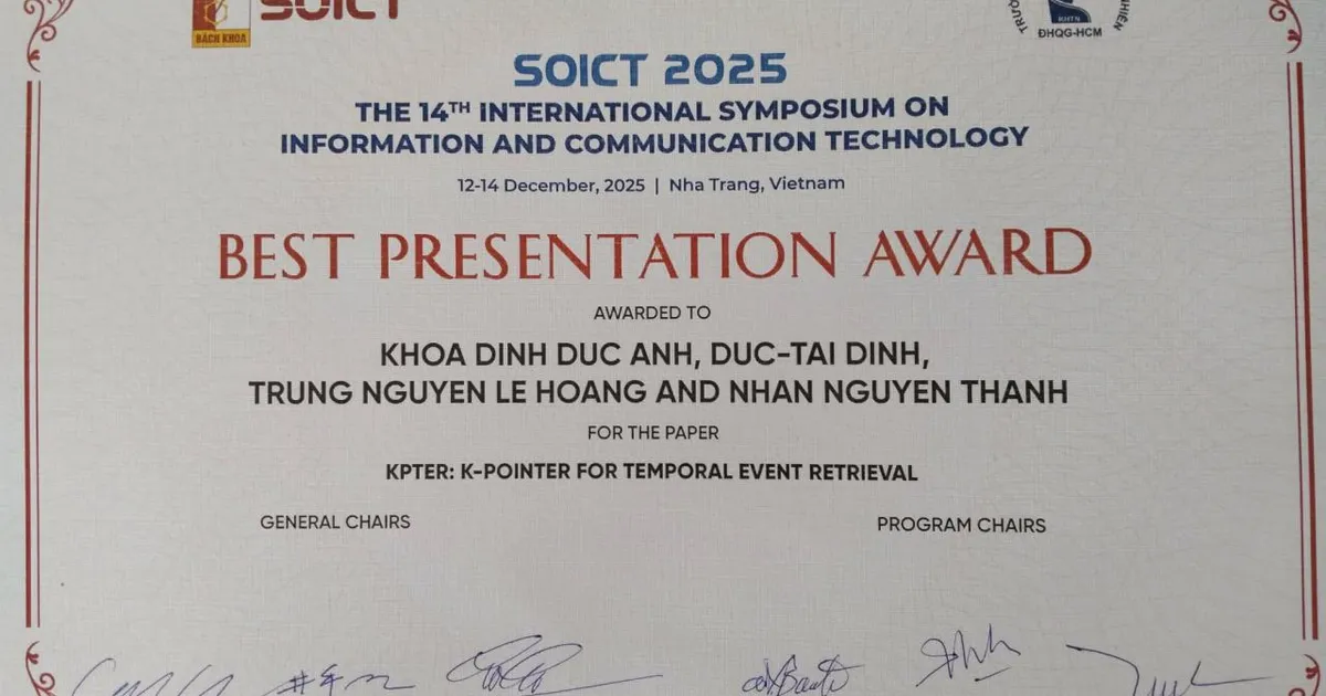 Best Presentation Award - SOICT 2025
